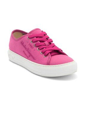 Salvatore Ferragamo Womens Twill Canvas Low Top Sneakers Pink Size US 6.5 C